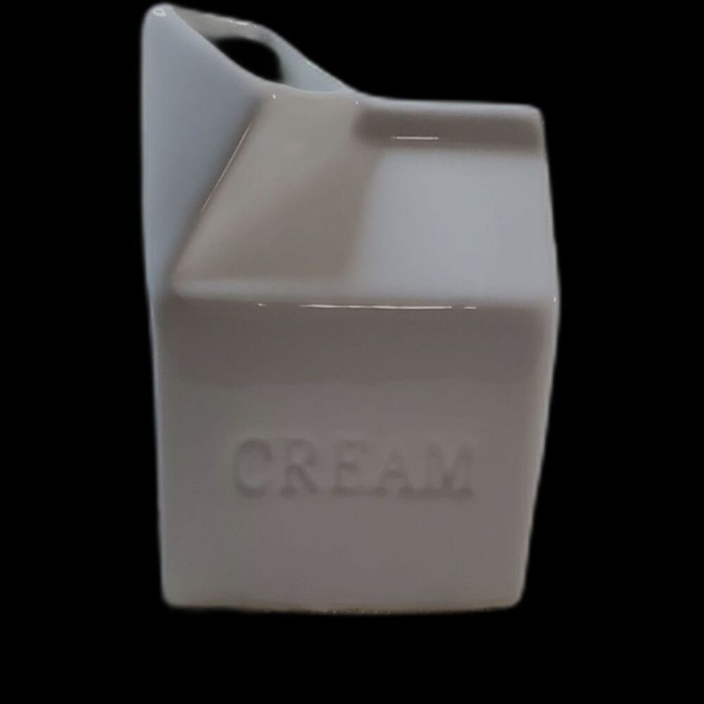 Pier 1 Imports White Stoneware Pint Milk Carton Creamer